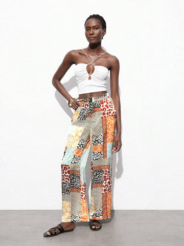 Maija Women's Full-Print Straight-Leg Vacation Casual Pants