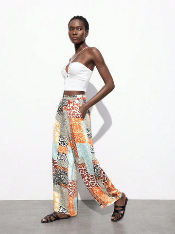 Maija Women's Full-Print Straight-Leg Vacation Casual Pants