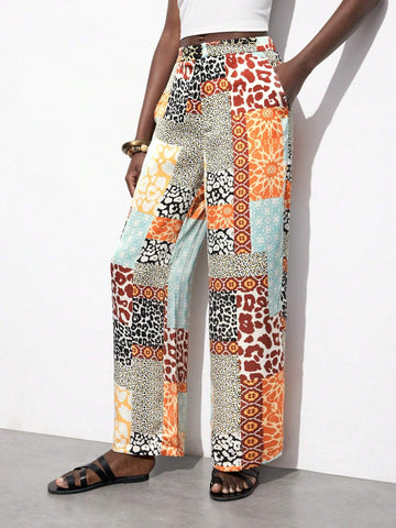 Maija Women's Full-Print Straight-Leg Vacation Casual Pants