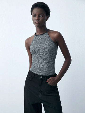 Women's Halter Neck Backless Slim Casual Bodysuit