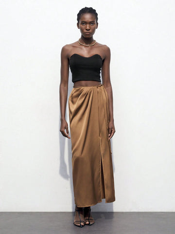 Maija Women's Simple And Casual Solid Color Split Skirt