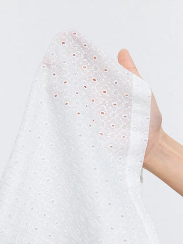 Maija Women's Solid Color Hollow Out Embroidered Button Front Short Sleeve Shirt, Summ