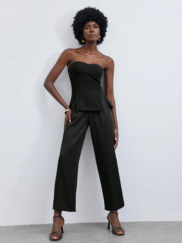 Maija Women's Spring/Summer Color Block Long Sleeve Casual Top With False Two Pieces Design