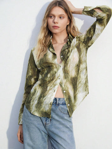 Maija Women's Stylish Colorblocked Printed Long Sleeve Shirt