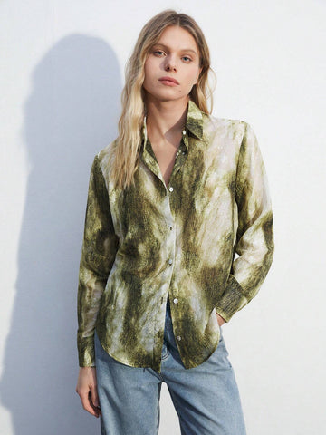 Maija Women's Stylish Colorblocked Printed Long Sleeve Shirt