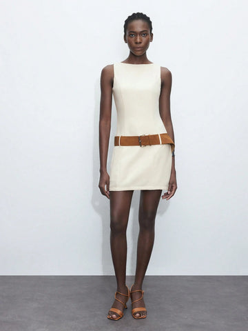 Women's Summer Fashion Solid Color Sleeveless Dress