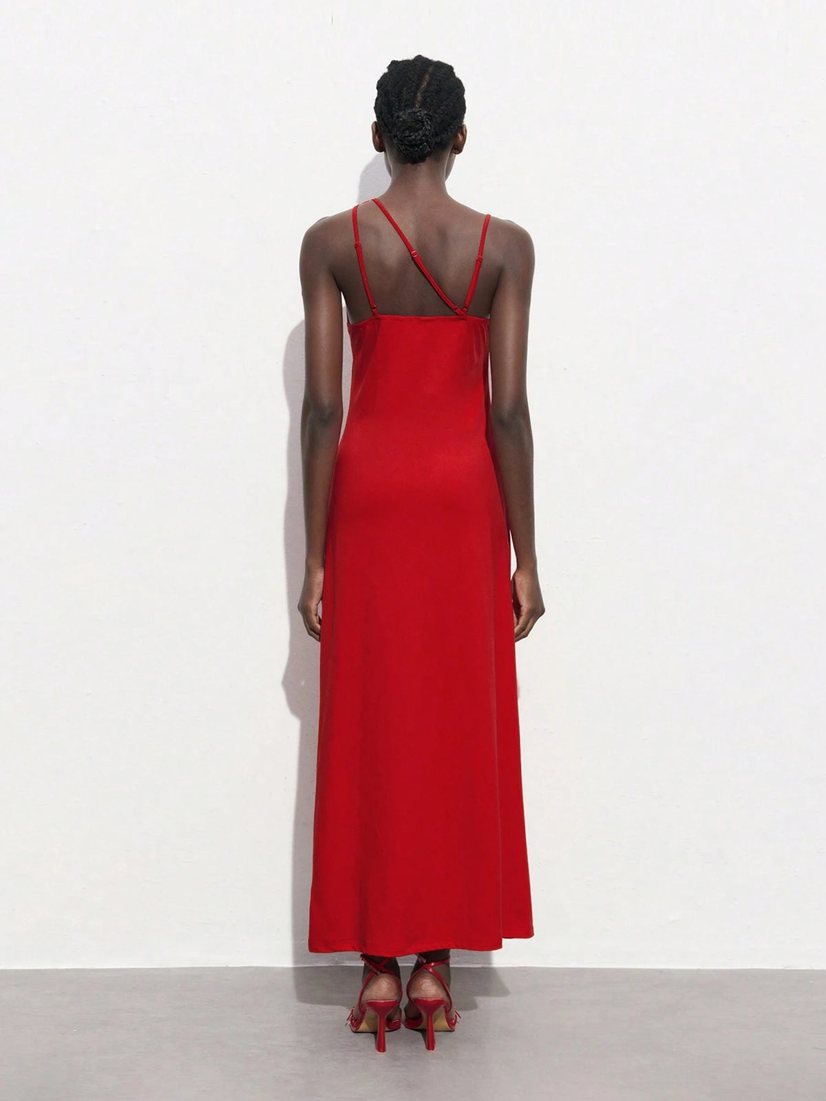 Women's Summer Solid Color Asymmetrical Collar Sleeveless Long Elegant Dress
