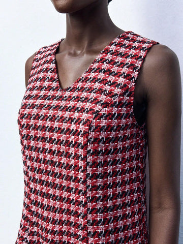 Women's V-Neck Sleeveless Back Zipper Short Casual Dress