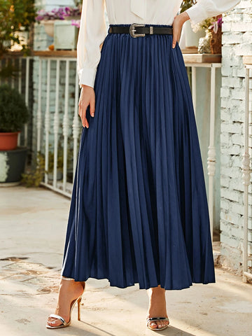 Modely Belted Pleated Maxi Skirt