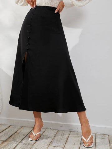 Modely Button Detail Split Thigh Skirt