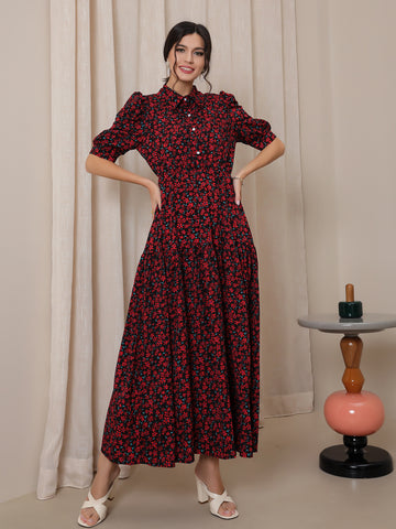 Modely Ditsy Floral Puff Sleeve Shirt Dress