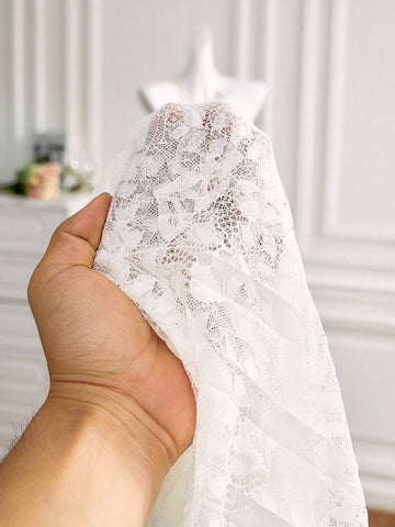 Elegant Summer Solid Color Lace Off Shoulder Twist-Waist Pleated Hem Dress