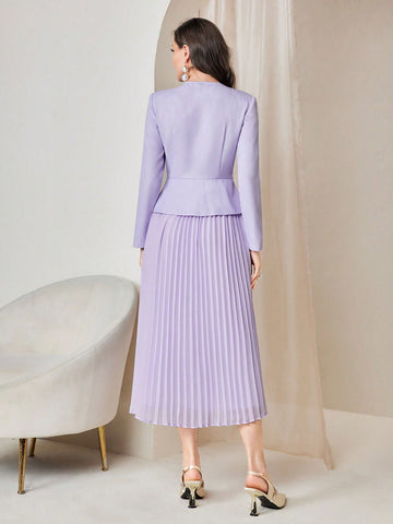 Modely Flap Detail Pleated Hem Dress Without Belt