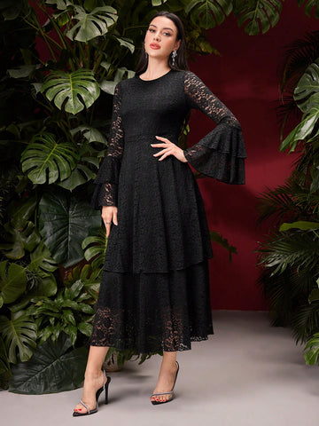 Flare Sleeve Lace Dress