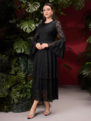 Flare Sleeve Lace Dress