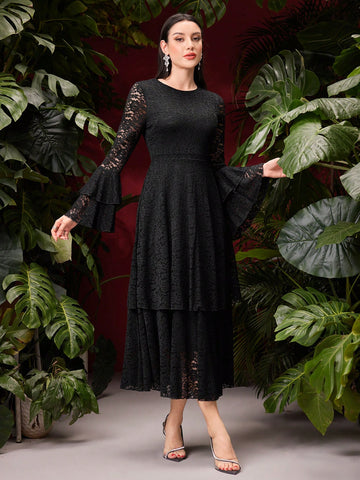 Flare Sleeve Lace Dress