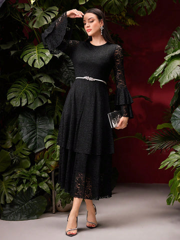 Flare Sleeve Lace Dress