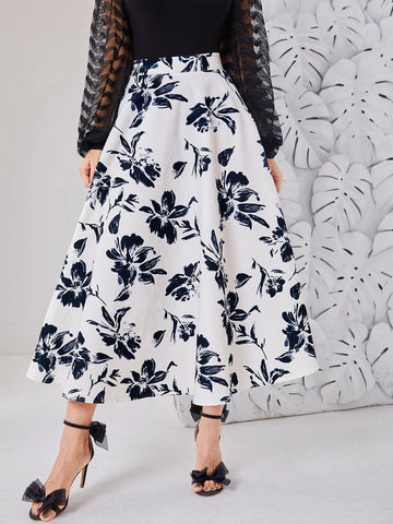 Modely Floral Print Flare Skirt