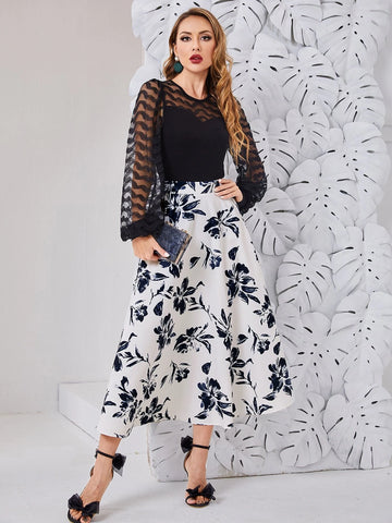 Modely Floral Print Flare Skirt