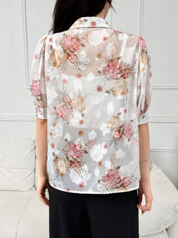 Modely Floral Print Puff Sleeve Blouse