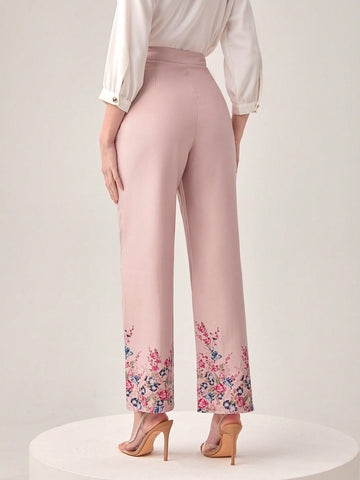 Modely Floral Print Seam Front Flare Leg Pants