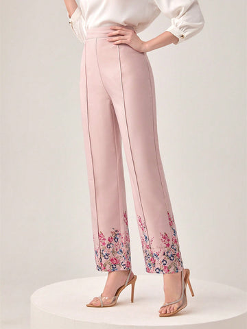 Modely Floral Print Seam Front Flare Leg Pants