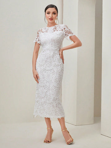 Modely Guipure Lace Overlay Dress