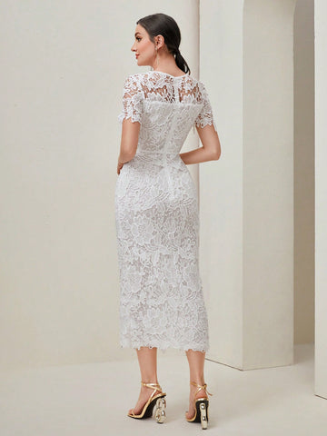 Modely Guipure Lace Overlay Dress