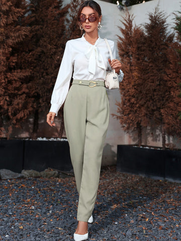 Modely High Waist Button Tapered Pants