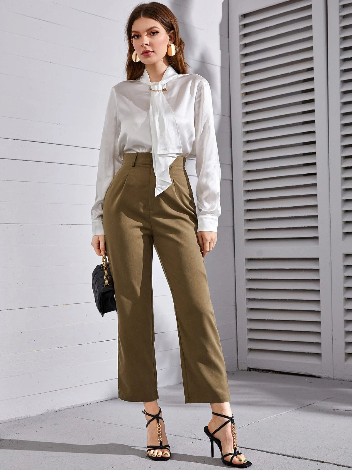 Modely High Waist Plicated Detail Tailored Pants