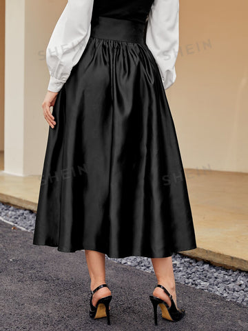 Modely High Waist Satin Skirt Without Belt