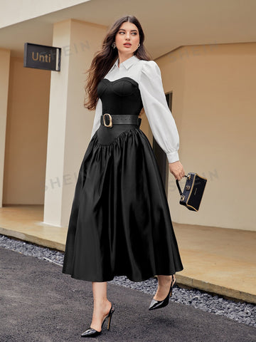 Modely High Waist Satin Skirt Without Belt