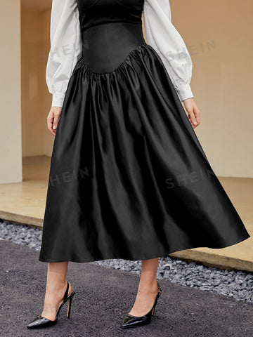 Modely High Waist Satin Skirt Without Belt