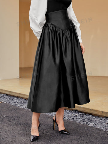 Modely High Waist Satin Skirt Without Belt