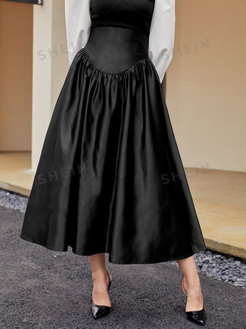 Modely High Waist Satin Skirt Without Belt