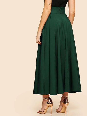 Modely Knot Front Zip Back Flare Skirt
