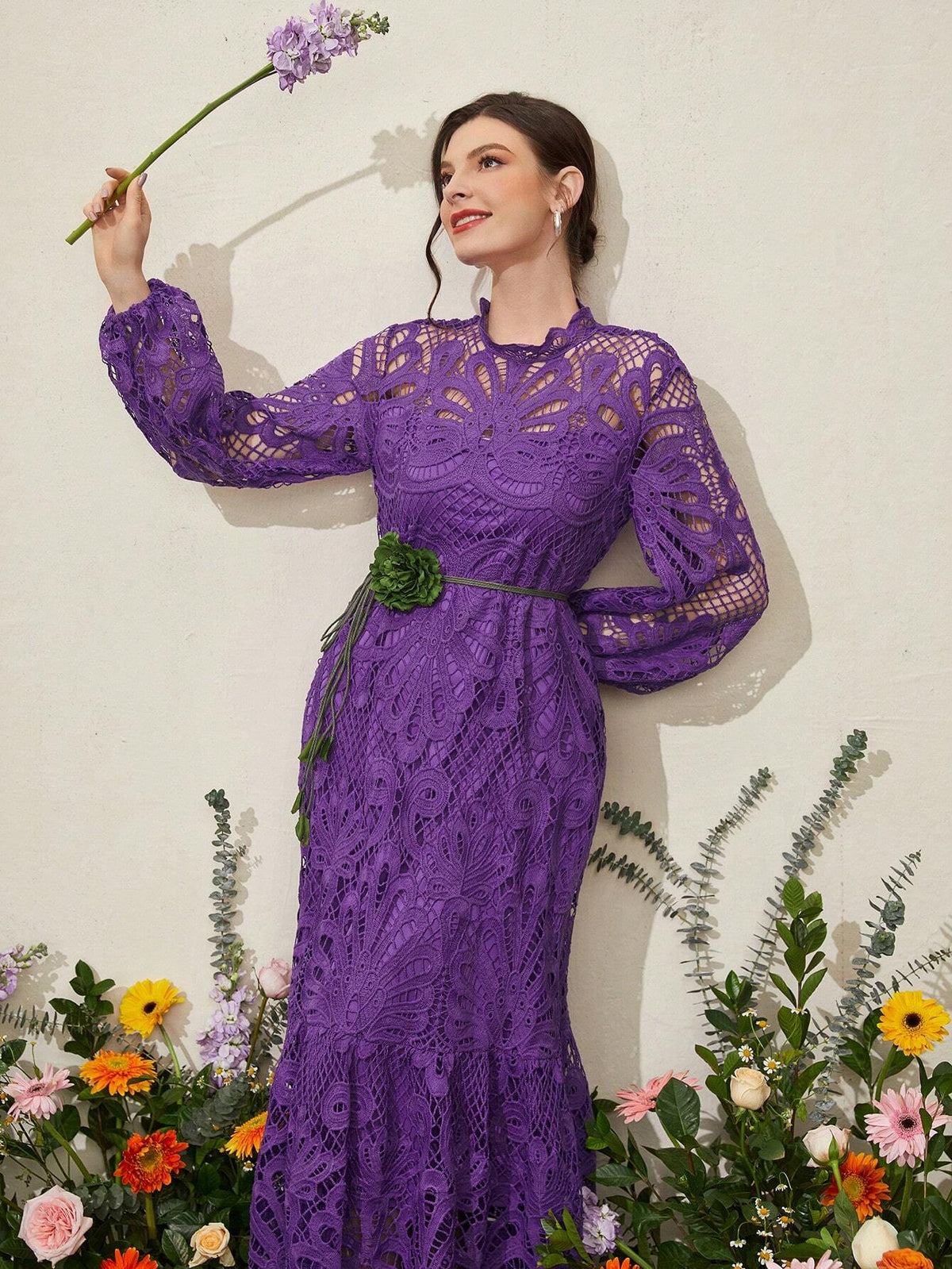 Lace Lantern Sleeve Women's Dress