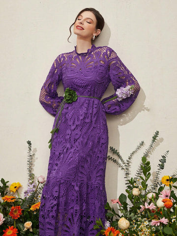 Lace Lantern Sleeve Women's Dress
