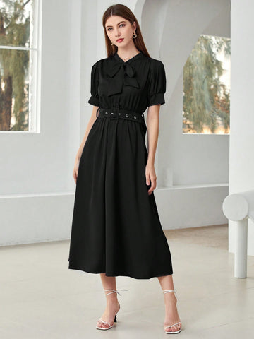 Ladies' Bubble Sleeve Short Sleeve Dress