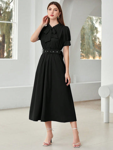 Ladies' Bubble Sleeve Short Sleeve Dress