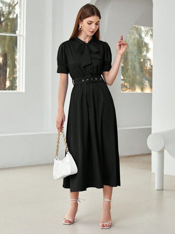 Ladies' Bubble Sleeve Short Sleeve Dress