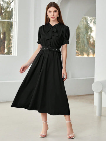 Ladies' Bubble Sleeve Short Sleeve Dress
