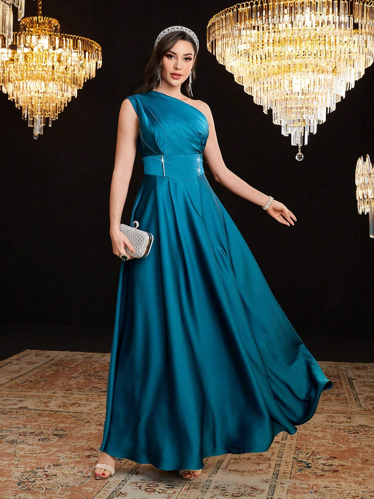 Ladies' One Shoulder Sleeveless Dress