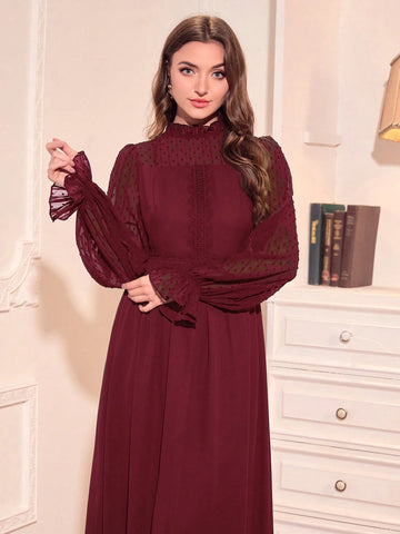 Ladies' Plain Chic Belted Dress For Daily Wear
