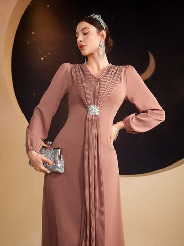 Ladies' Pleated Puff Sleeve Dress