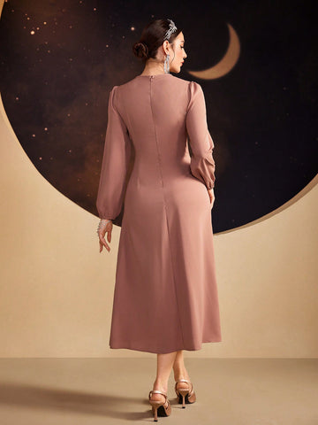 Ladies' Pleated Puff Sleeve Dress