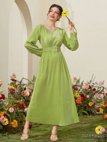 Ladies' Pleated Round Neck Dress