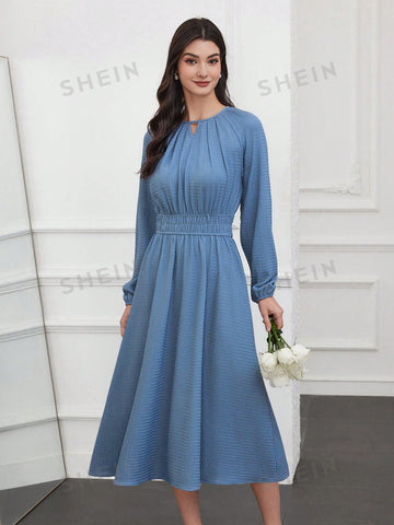 Ladies' Solid Color A-Line Empire Waist Dress