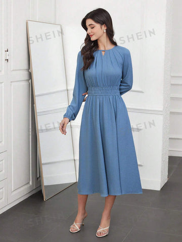 Ladies' Solid Color A-Line Empire Waist Dress