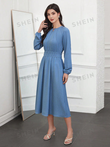 Ladies' Solid Color A-Line Empire Waist Dress